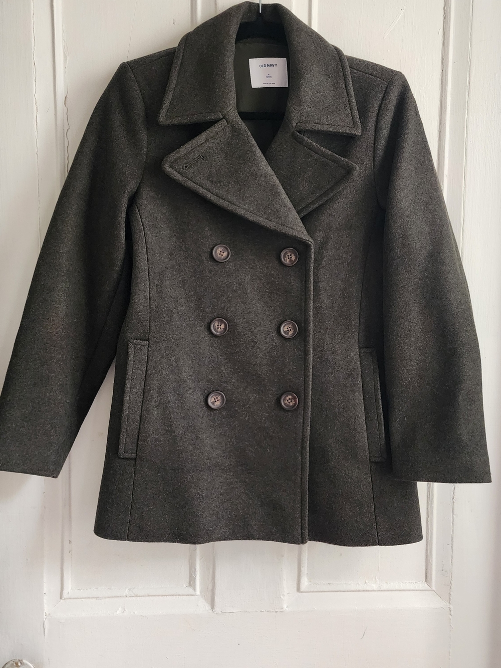 Old Navy Women's Dark Green Double-Breasted Peacoat